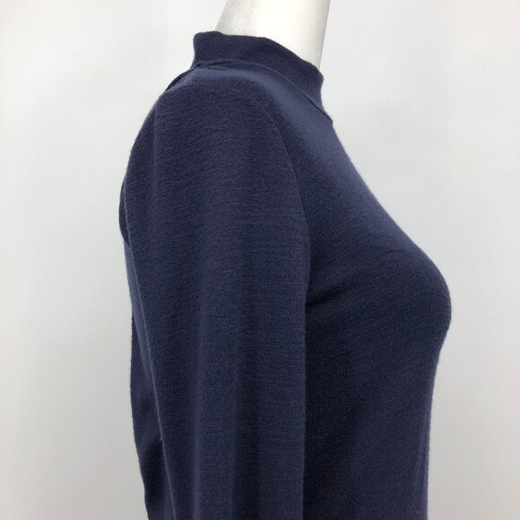 Aritzia Wilfred Free  Navy Blue Moulton Turtleneck sweater dress Open V-Back SP - Picture 10 of 15